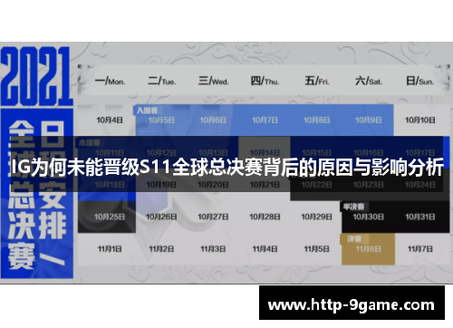 IG为何未能晋级S11全球总决赛背后的原因与影响分析 IG为何未能晋级S11全球总决赛背后的原因与影响分析